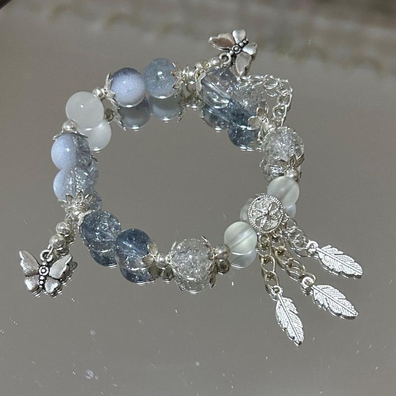 Новый роскошный элегантный браслет с хрустальными бусинами для женщин, бабочка, Ловец снов, кисточка, подвесной браслет для девочек, вечерние, модные ювелирные изделия, подарок