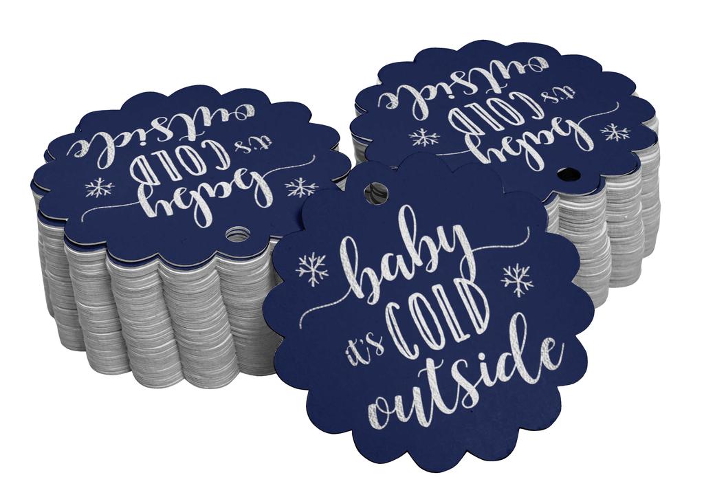 Inkdotpot Gold Foil Paper Hang Tags Baby It's Cold Outside Baby Shower Favor Tags 100