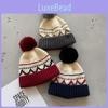 Jacquard Winter Vintage Knit Hat Women Acrylic Beanie Hat With Plush Ball