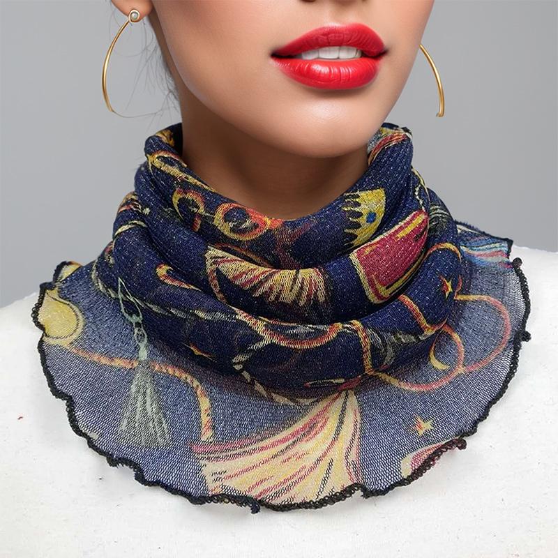 Summer Gauze Scarf Veil Ear Mask Hood Spring Lightweight Muffler Women Decorative Small Silk Scarf Sunscreen Mask
