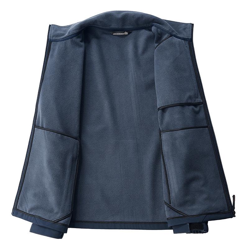 Весенняя и осенняя двухсторонняя флисовая мужская одежда Двусторонняя флисовая утолщенная куртка Флисовая спортивная куртка Мужская куртка для людей среднего возраста