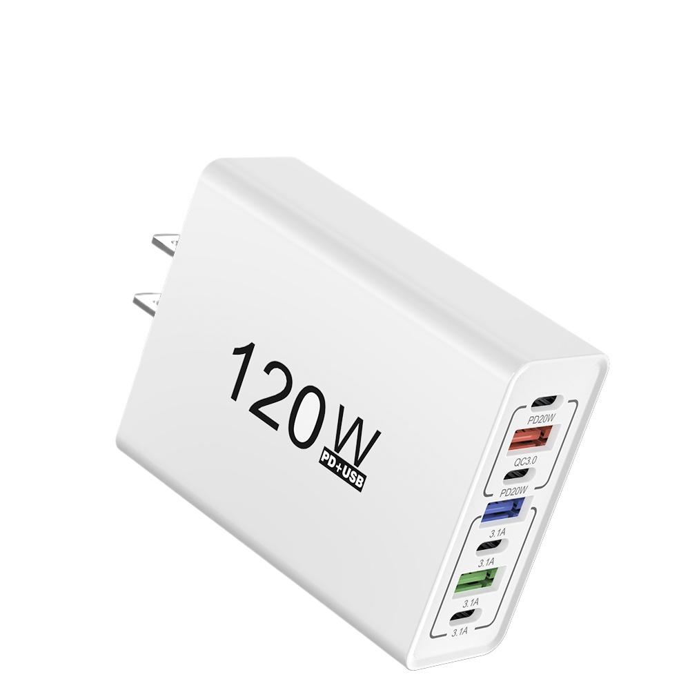 Зарядное устройство USB C Type C 120 Вт, многопортовое, с быстрой зарядкой, адаптер для зарядки телефона для iPhone Samsung Xiaomi Huawei, EU/US вилка, настенное зарядное устройство