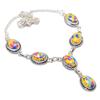 Mosaic Jasper Gemstone 925 Sterling Silver Jewelry Necklace 18" Q3E48