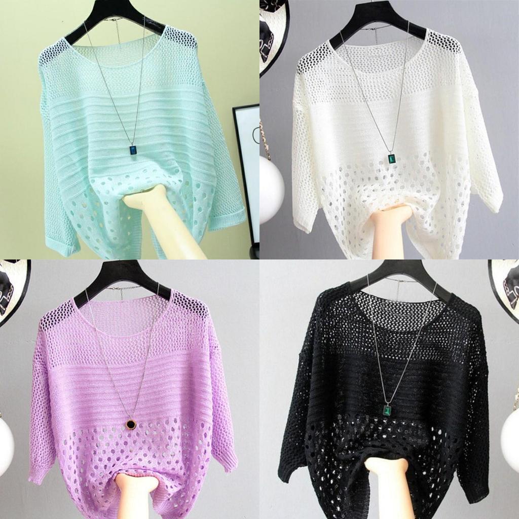 Summer Knit Sweater With Hollow Out Design For Casual Womens Wear