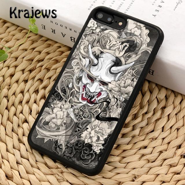 Krajews Japanese Oni Hannya Demon Mask Phone Case For iPhone 17 Air 16 15 14 plus 11 12 13 pro max coque