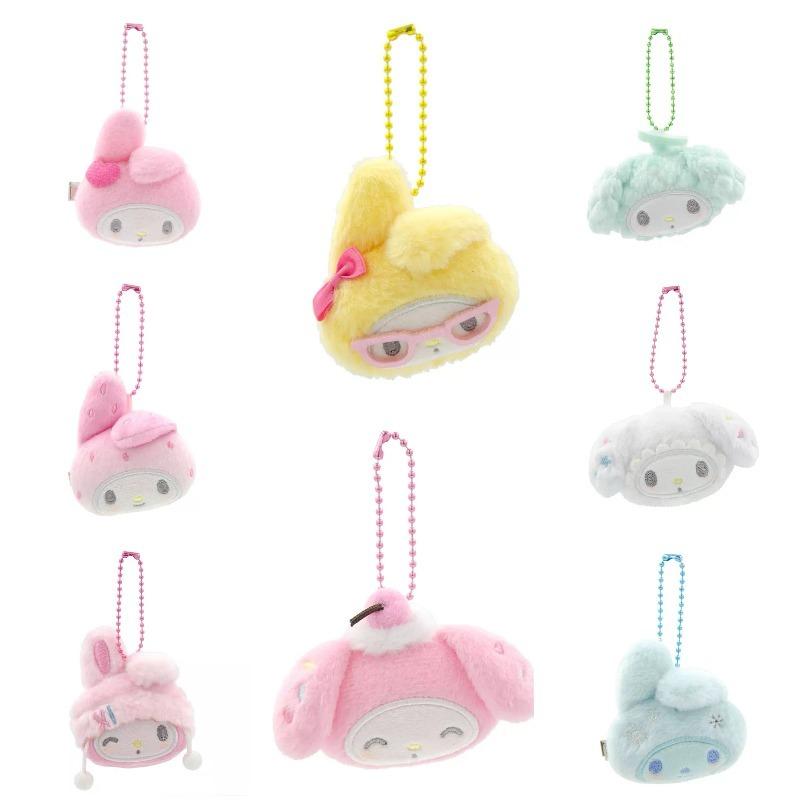 My Melody Plush Keychain Hairpin Cute My Sweet Piano Head Shape Bowknot Fluffy Plush Hairpin Barrettes Bangs Clip Girls