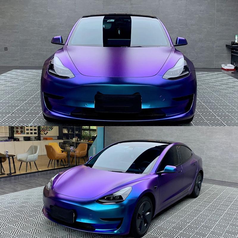 Автомобильная наклейка Высокоглянцевая пленка для кузова автомобиля Хамелеон Жемчужный Блестящая виниловая наклейка Фиолетово-синяя оберточная пленка Аксессуары для транспортных средств