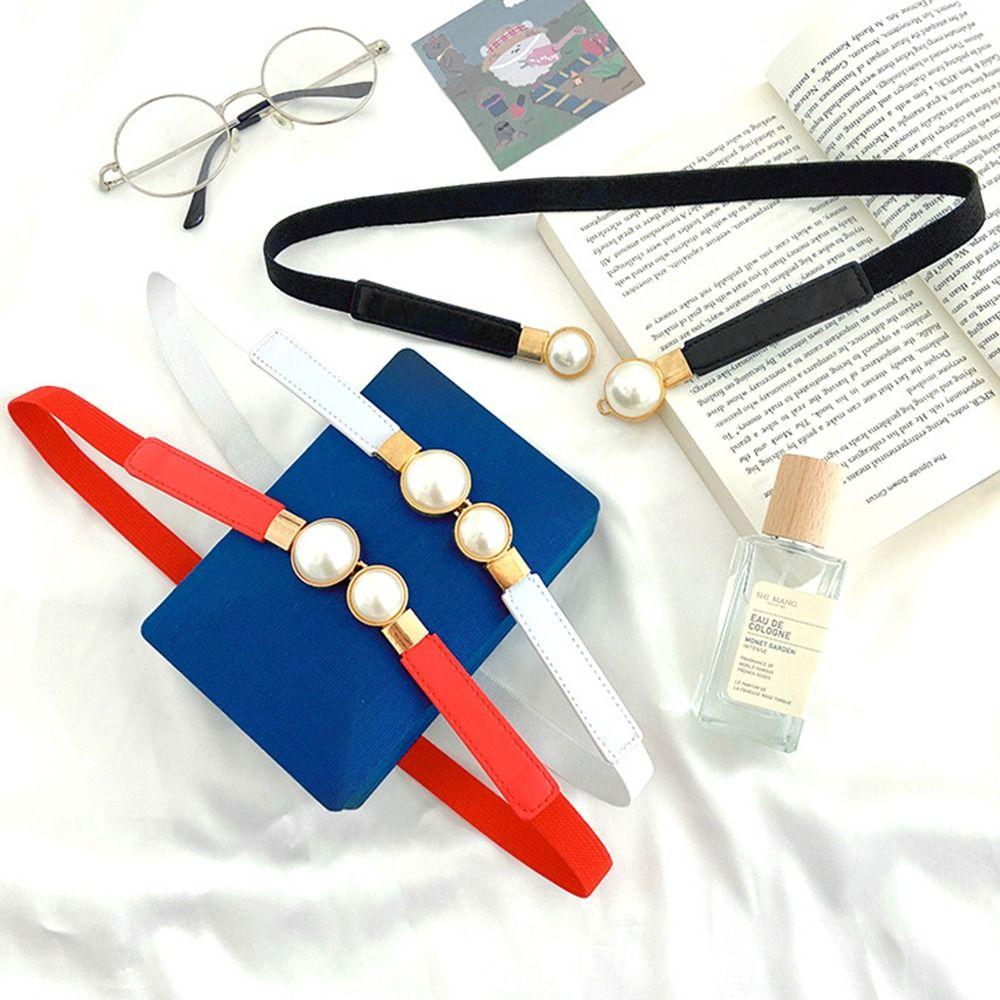 Pearl Buckle Waist Belt Thin Dress Coat Decorative Waistband Simple Skinny Waist Straps Women