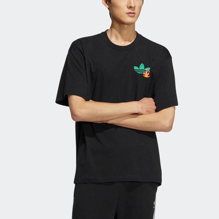 Adidas Футболка с короткими рукавами и круглым вырезом с логотипом и мультяшным узором, топы унисекс, черный HM8041