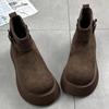 Замшевые женские ботильоны на платформе, модная повседневная обувь на плоской подошве, женская мода 2025 года, зимние новые брендовые дизайнерские удобные женские ботинки для ходьбы