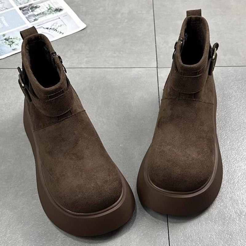 Замшевые женские ботильоны на платформе, модная повседневная обувь на плоской подошве, женская мода 2025 года, зимние новые брендовые дизайнерские удобные женские ботинки для ходьбы