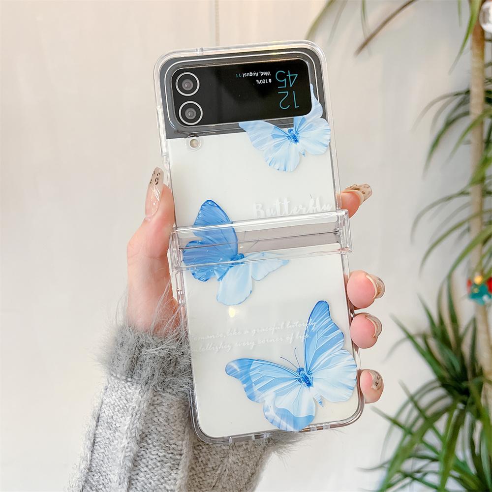 Милый Мультяшный Браслет-Чехол Бабочка для Samsung Galaxy Z Flip 6 5 4 3 flip6 ZFlip Бусины Браслет на Запястье Прозрачная Акриловая Крышка