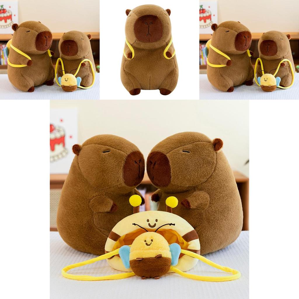 Capybara Animal Plush Toy Cushion With Bee Backpack For Kids Gift