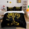 Nirvana Band Print Bedding Set Black Theme Bedding set (1 duvet cover, 2 pillowcases, duvet not included)