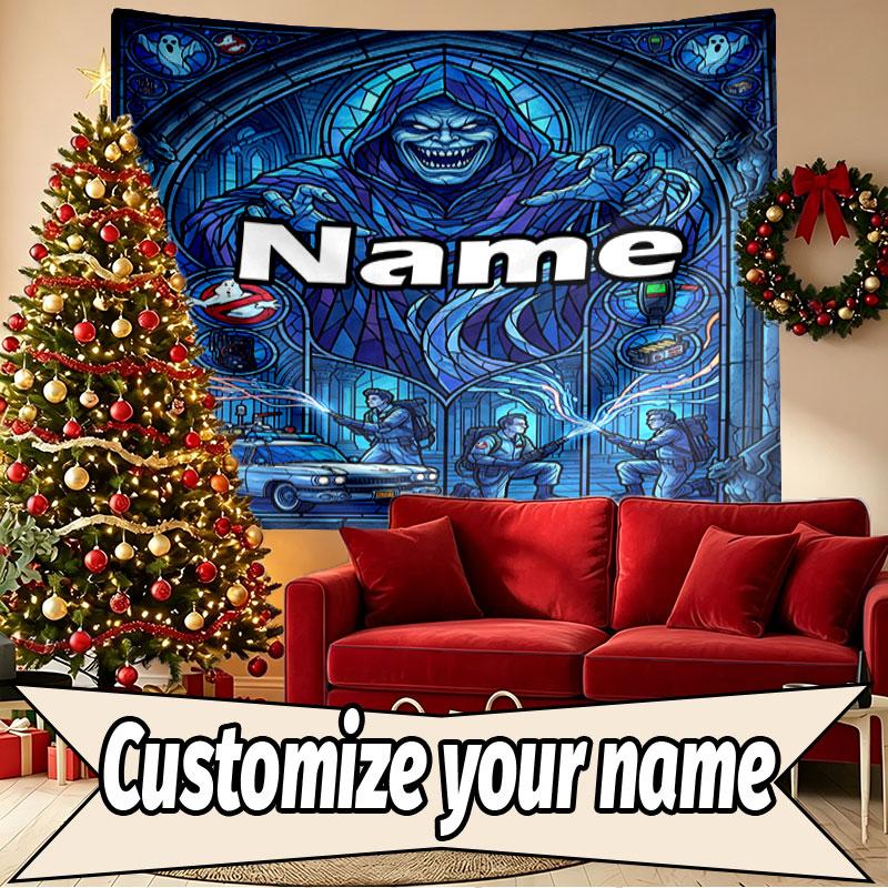 Custom Name Personalized Ghostbusters Print Tapestry, Wall Art Decor, Bedroom, Dorm, Apartment, LivingRoom, Party Backdrop, Gift for Birthday