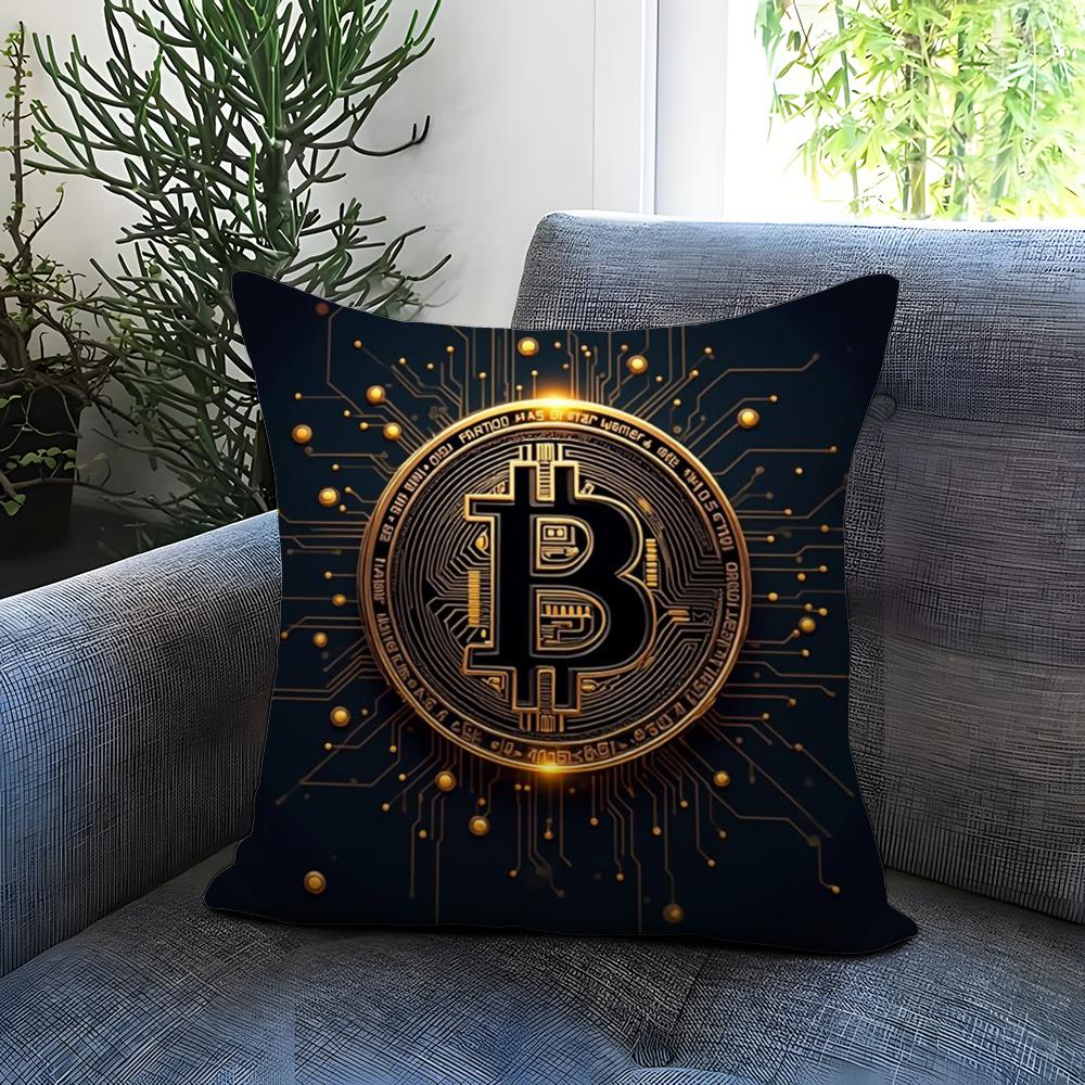 B-Bitcoin Криптовалюта Btc Наволочка Удобная Двусторонняя Наволочка Идеально для Автомобиля Дивана Спальни и Многого Другого