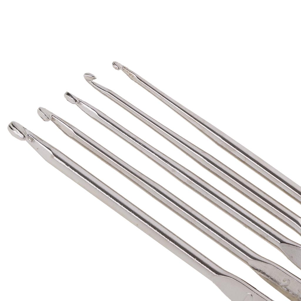 5 Pieces/Set Silver Double End Crochet Hook Knitting Tools