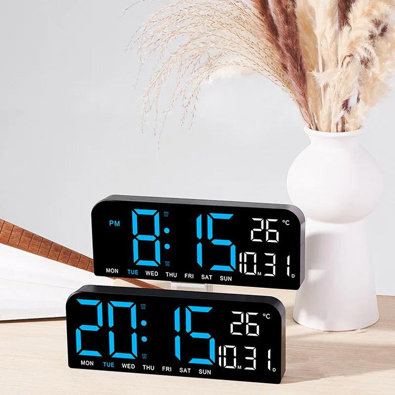 LED Digital Alarm Clock with Sleep Button Adjustable Brightness 5 Modes Desk Wall Clock for Office Living Room Bedroom School