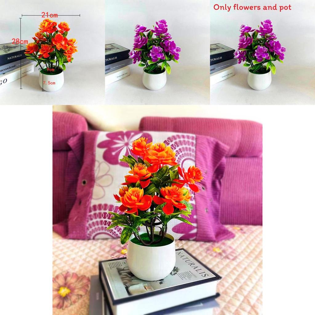 Искусственный цветочный горшок Желтый Розовый Фиолетовый Оранжевый Цветение Для Домашнего Декора