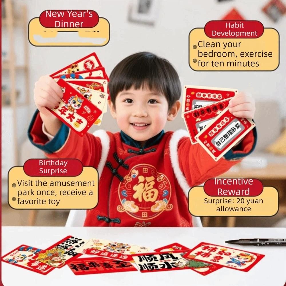 20pcs Zodiac Horse Scratch-off Cards Anniversary Surprise Lucky Cards Game DIY Props