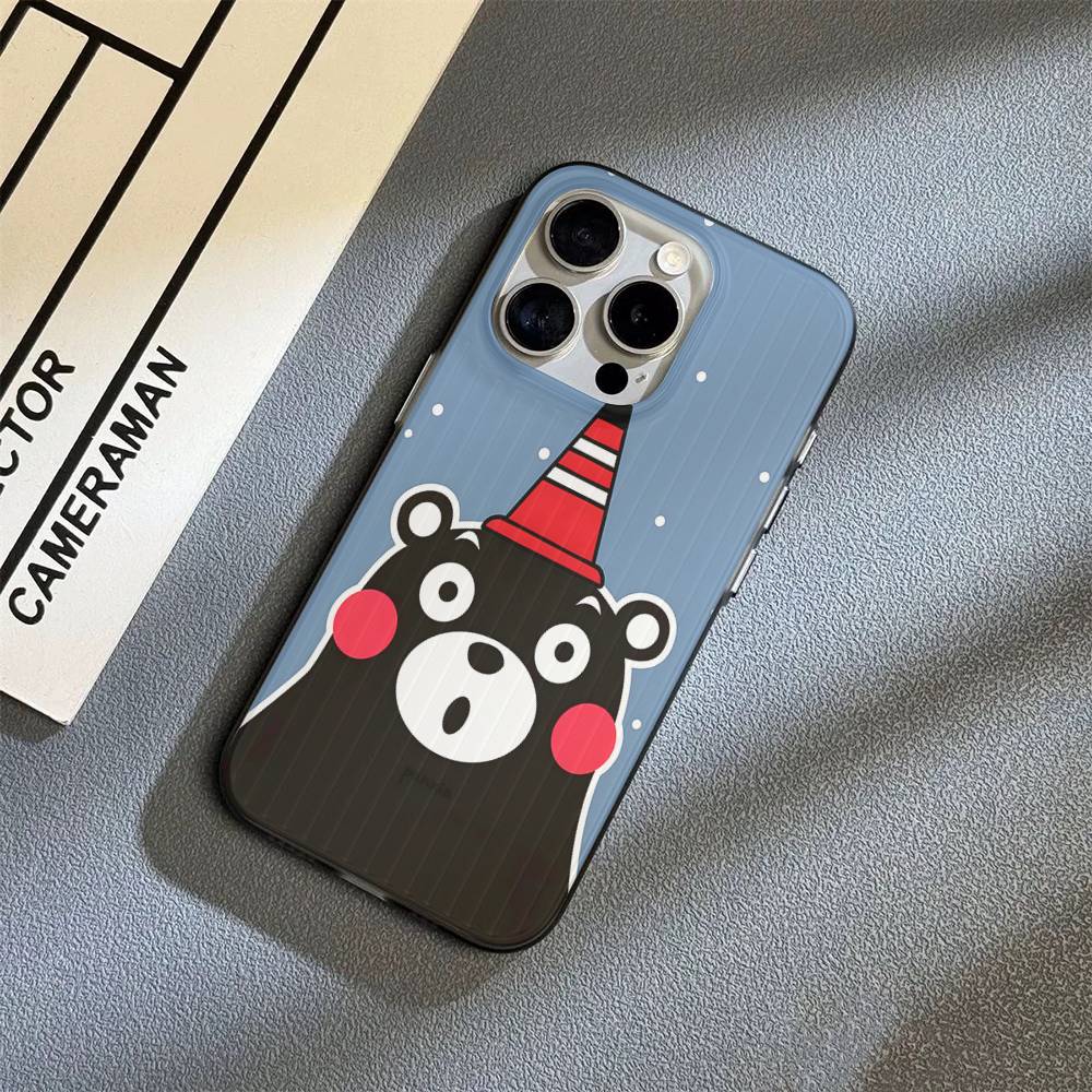 Kumamon Phone Case For IPhone 17 16 15 14 13 12 11 Corrugated Frosted Soft Cover Anti-Slip