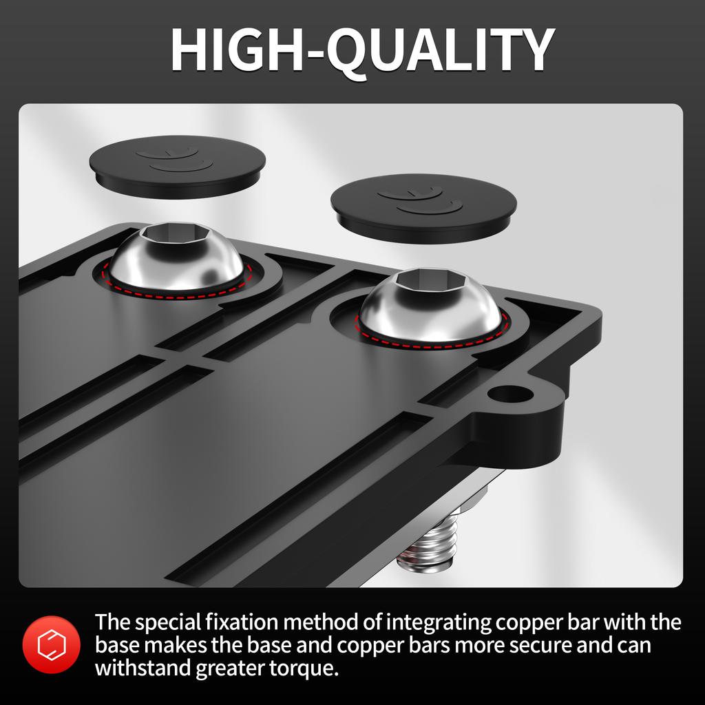 250A Dual Bus Bar 12V Dual Row Bus Bar Power Distribution Block 12 X 5/16" Terminal Studs Positive and Negative Battery Bus Bar