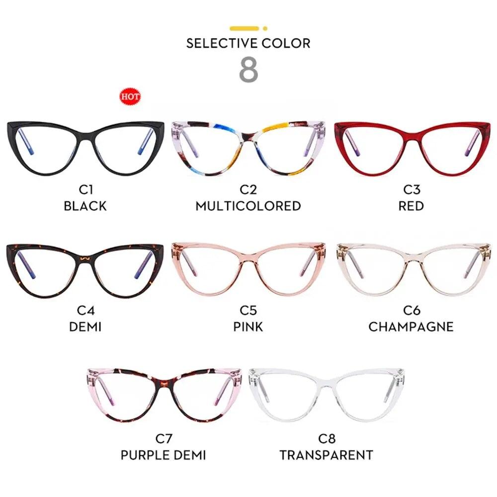 Fashion Fake Cat Eye Blue Light Eyeglasses Ultralight TR90 Frame Eyewear for Women Computer Glasses Anti Glare & UV Glasses