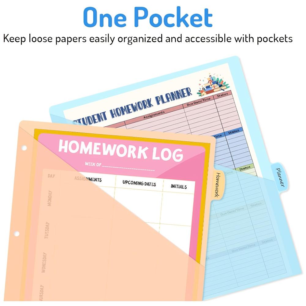 8 Разделителей с одним/двумя карманами 8 Вкладок Разделители для папки Цветные Разделители для папки с карманами для легкого для школы