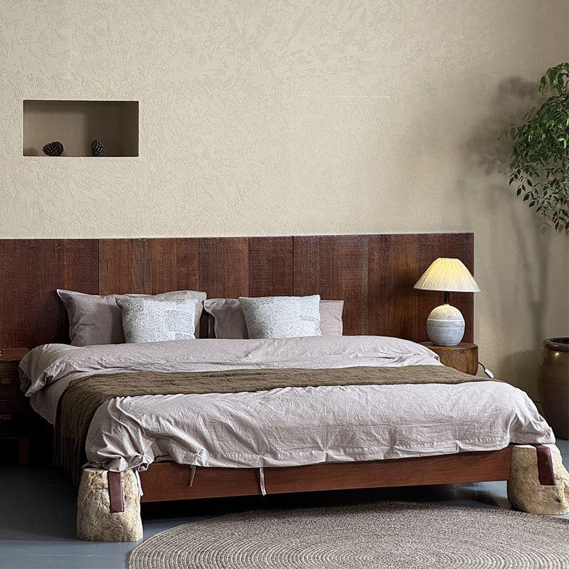 Modern Minimalist 1.8m Double Bed in North American Black Walnut and Nordic Cherry Wood