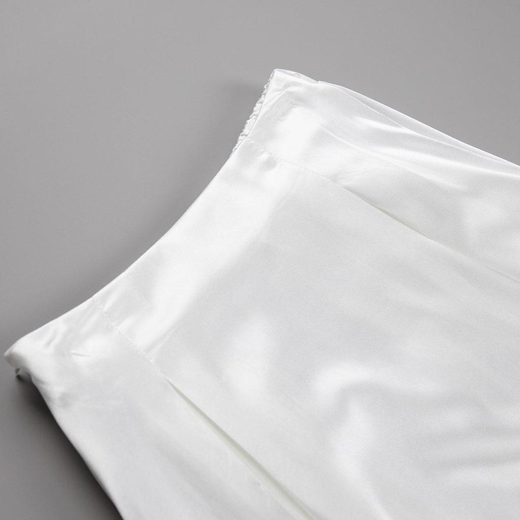 Женская летняя элегантная атласная однотонная юбка с высокой талией, повседневная трапециевидная юбка с оборками