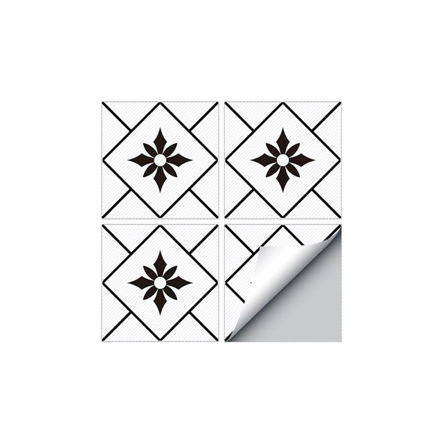 4 шт. ins черно-белые Нескользящие наклейки для напольной плитки для ванной комнаты, водонепроницаемые самоклеящиеся наклейки из ПВХ