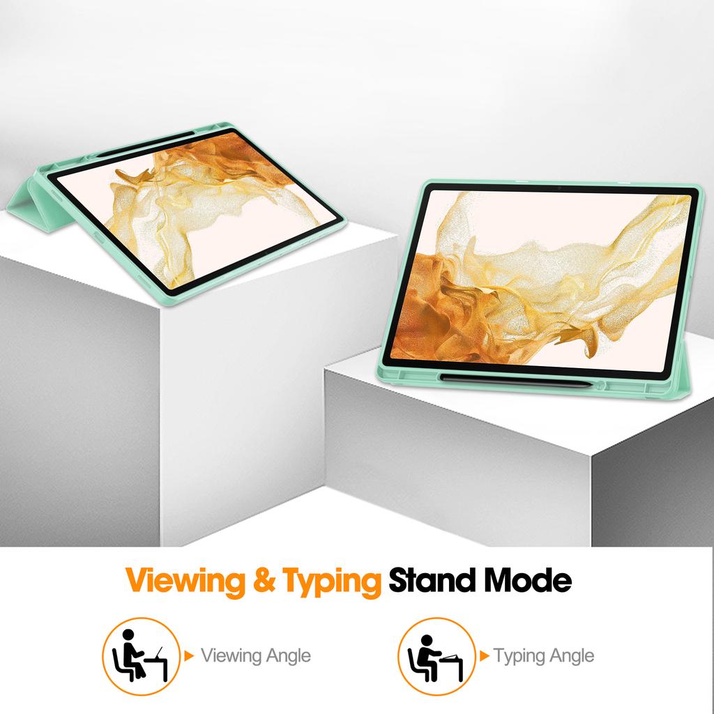 Чехол-подставка для Samsung Galaxy Tab S10+ из ударопоглощающей кожи, чехол для планшета с отделением для стилуса