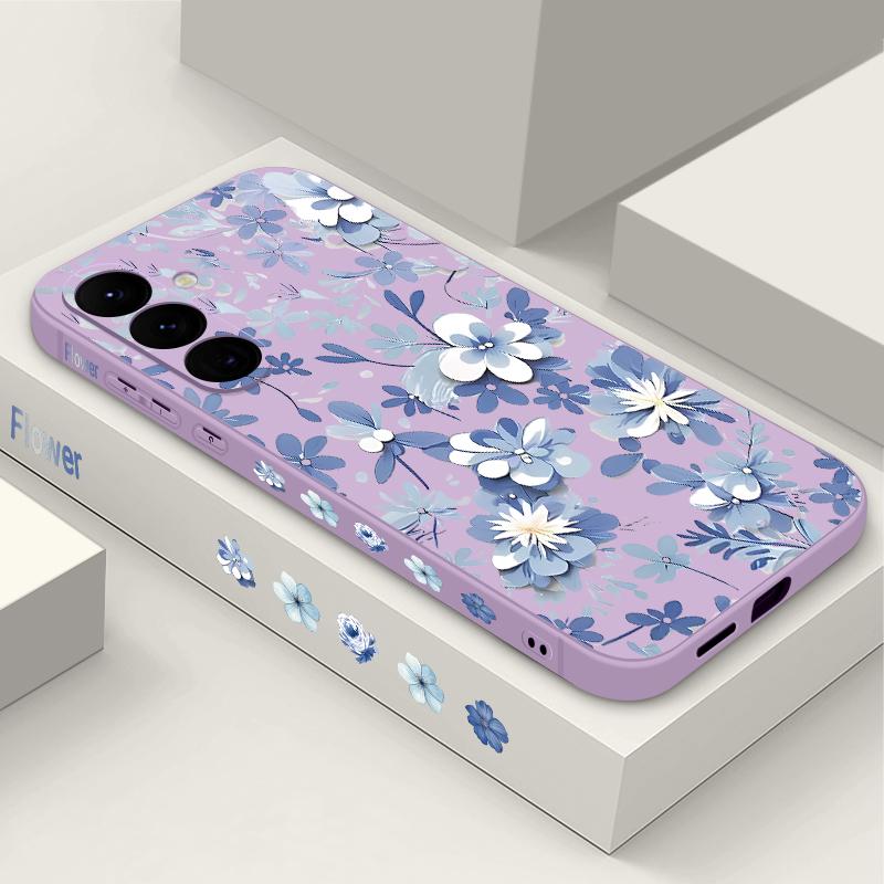 Чехол с цветочным принтом и шнурком для Samsung Galaxy S24 S23 S22 Ultra S21 FE A14 A34 A52 A54 A15 A25 A35 A55 5G A16 A56 S25 Plus S26 Ultra