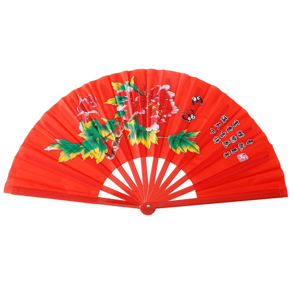 Пластиковая кость Китайский веер Тайцзи Йога Кунг-фу 34 см Ручной складной сценический веер Декор для свадьбы и вечеринки