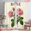 2pcs 2D Flat Printing Drapes Vintage Rose Botanical Fabric Without Electricity Festive Wall Decor for Indoor Celebrations Room