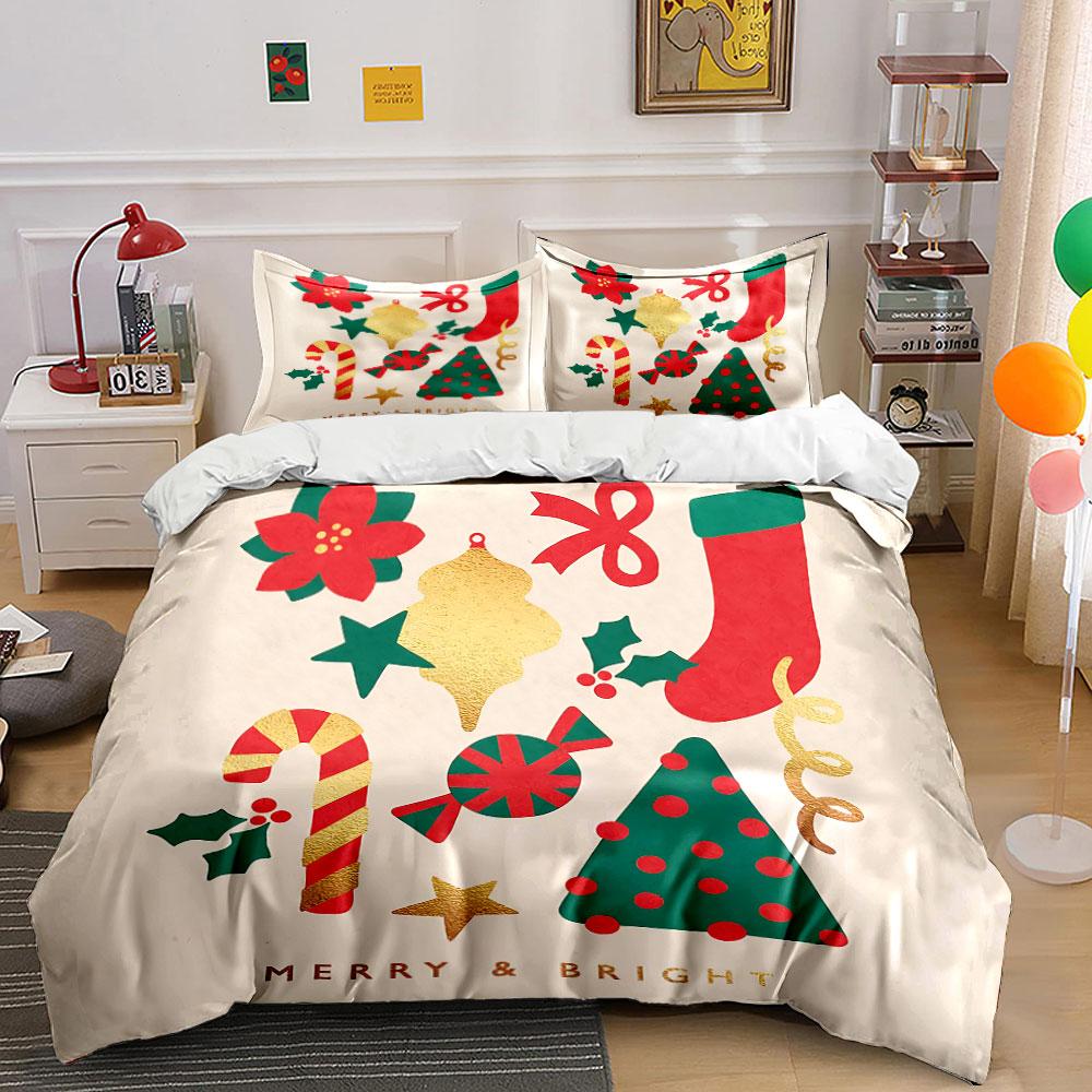 Christmas Themed Festive Decor Bedding Duvet Cover Set Duvet Cover Pillowcases (1*Duvet Cover 2*Pillowcases, without duvet insert)