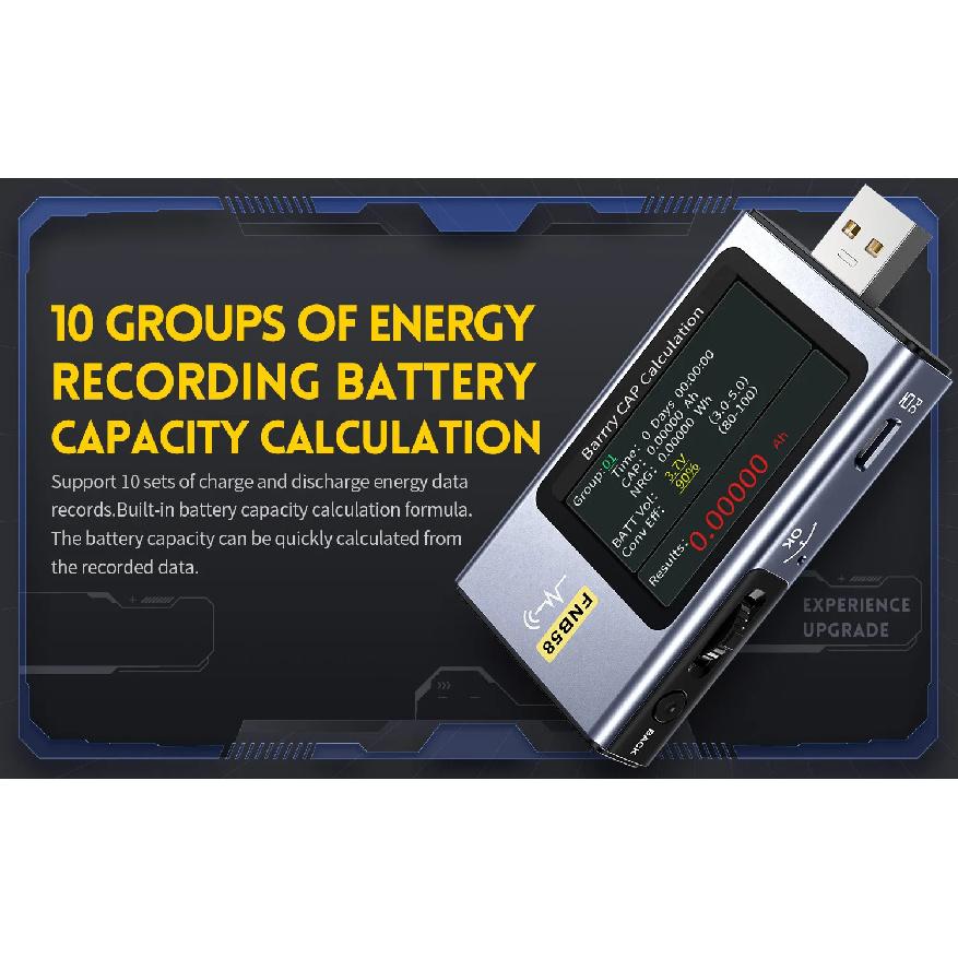 FNIRSI FNB58 USB Tester Voltmeter Ammeter TYPE-C Fast Charge Detection Trigger Capacity Measurement Ripple Measurement