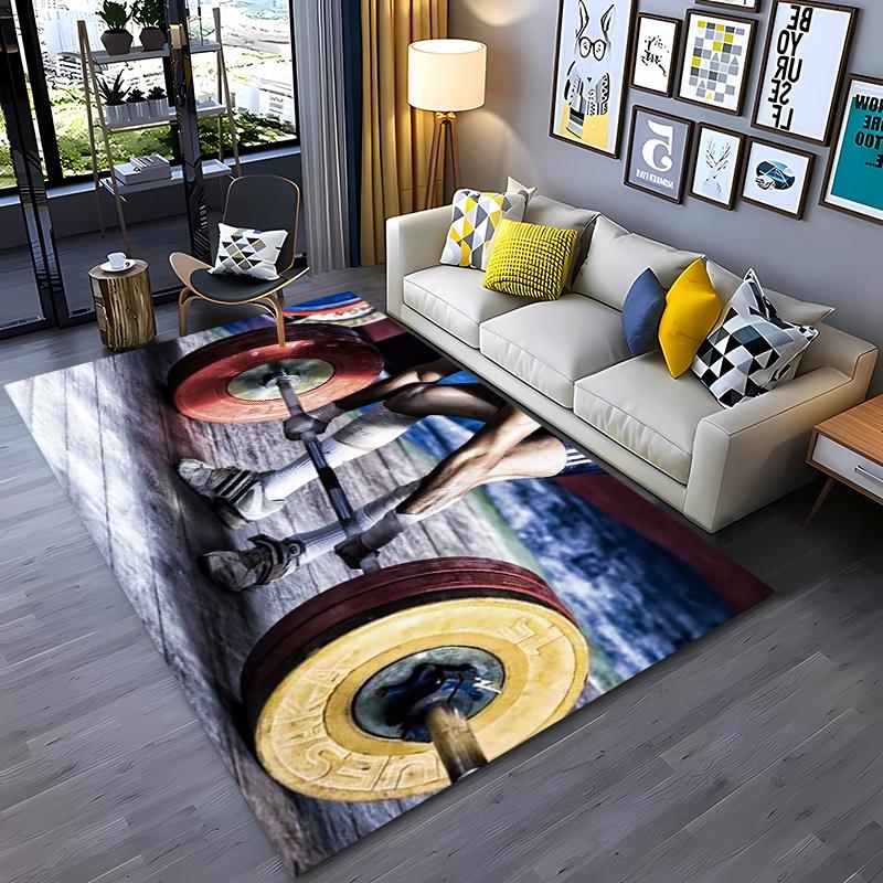 Ковры с 3D-печатью на тему GYM для дома, гостиной, детской спальни, дивана, придверный коврик, кухонные напольные коврики, противоскользящий декор