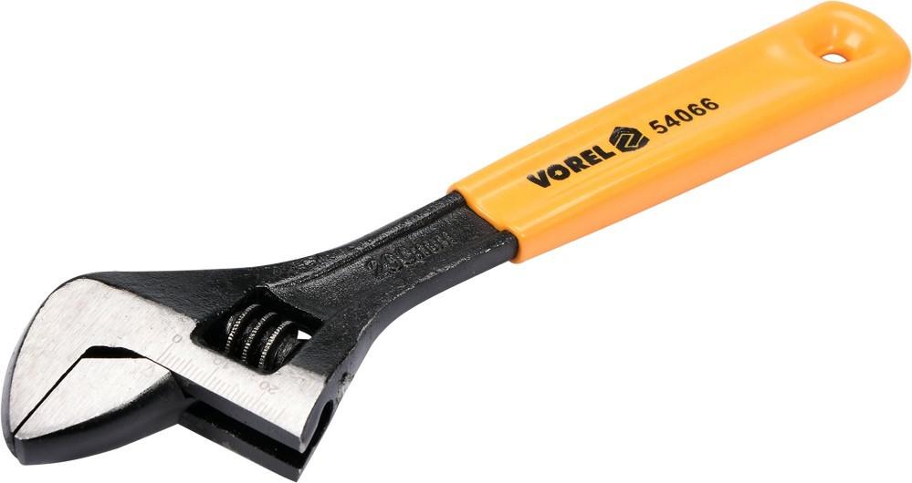 Adjustable wrench 200mm, rubberized handle 54066 VOREL
