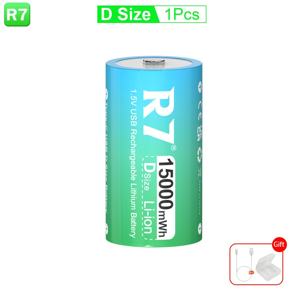 1,5 В LR20 15000 мВтч литиевая аккумуляторная батарея размера D с зарядным кабелем Type-C, для фонариков, газовых плит и водонагревателей