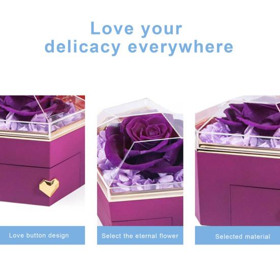 Eternal Rose Necklace Box Gift Acrylic Jewelry Drawer Box Preserved Roses Christmas Jewelry Case Mother Day Jewelry Box