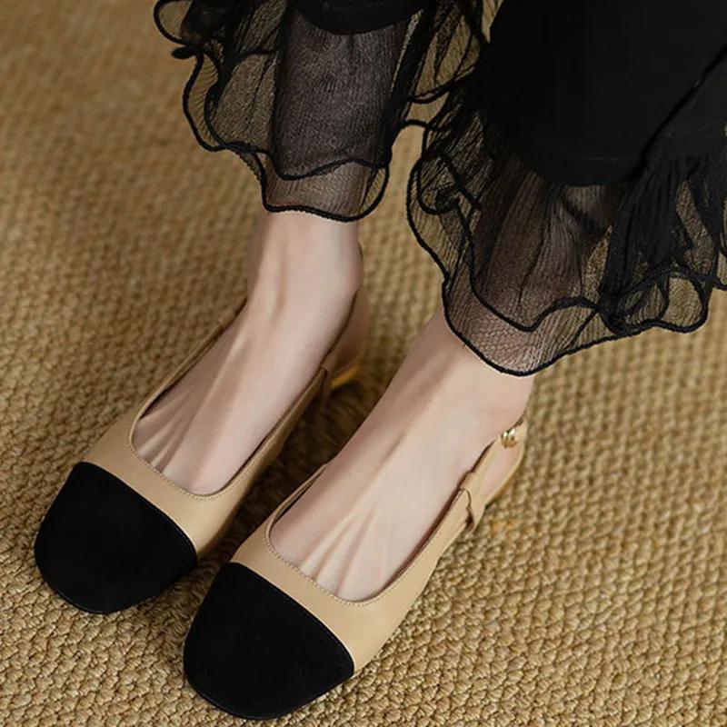 Сандалии женские с открытой пяткой, разноцветные, ретро, с пряжкой, на низком каблуке, лаконичные женские туфли для отдыха на открытом воздухе, удобные, дизайнерские туфли