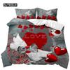 Festival Duvet Cover Set Valentine's Day Print Bedding Set Couple Romantic Polyester Quilt Cover for Lover Full Queen King Size