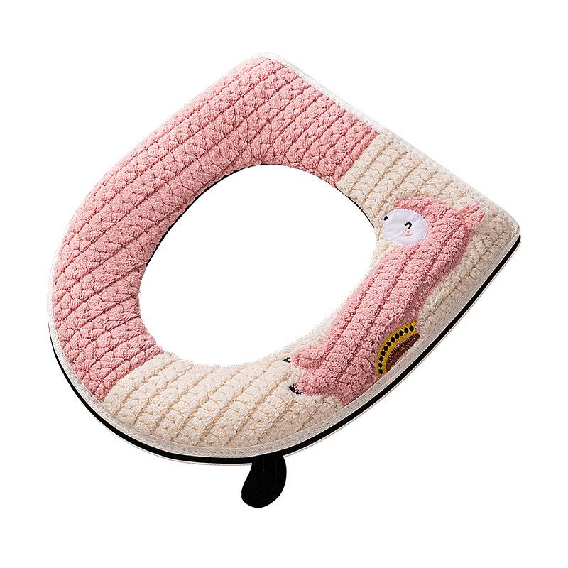 Бытовая подушка на сиденье унитаза на молнии, всесезонная универсальная плюшевая ручка, крышка для унитаза, аксессуары для унитаза для ванной комнаты