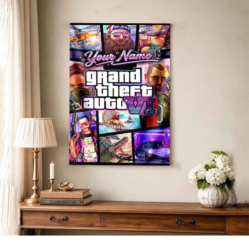 Gta Customize Your Name Tapestry Customizable Wall Tapestry Soft Durable Fabric Suitable for Picnics Four Seasons Decor Unique Gift for Family Friends