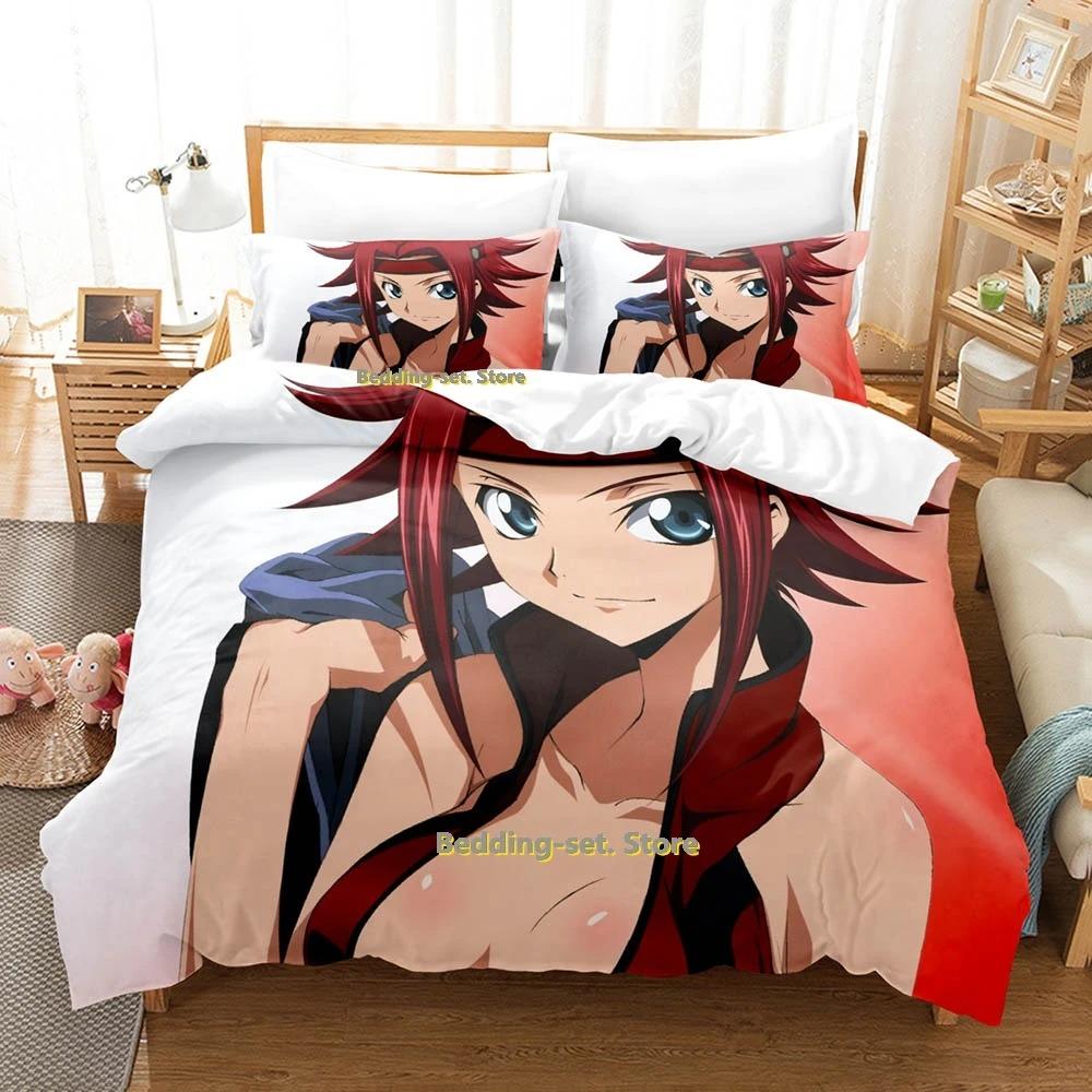 Постельное белье Code Geass Односпальное Полуторное Двуспальное Евро Размер Кинг Сайз Комплект для спальни Взрослый Ребенок Комплекты с пододеяльником Печать Аниме Комплект простыней
