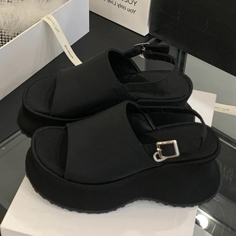 Мода Eilyken Дизайн Стиль Леопардовый Принт Платформа Танкетка Женские Сандалии Мода Пип То Носок Ремешок с Пряжкой Высокий Каблук Вечерняя Обувь