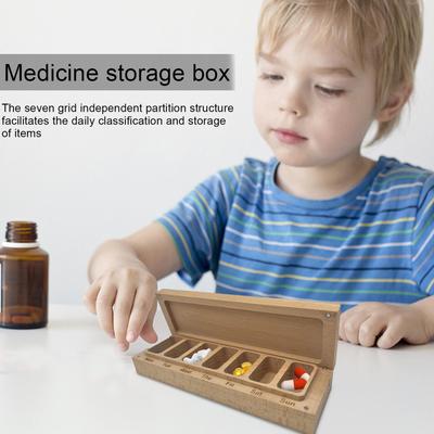 Органайзер для таблеток на 7 дней Портативная деревянная таблетница Домашняя организация для хранения серег, ожерелий, браслетов, часов, женская, дорожная, для перекусов