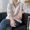 Hirsionsan Zipper Turn-down Collar Autumn Sweaters Women Cashmere Soft Loose Solid Female Knited Pullovers 2021new Thick Jumper