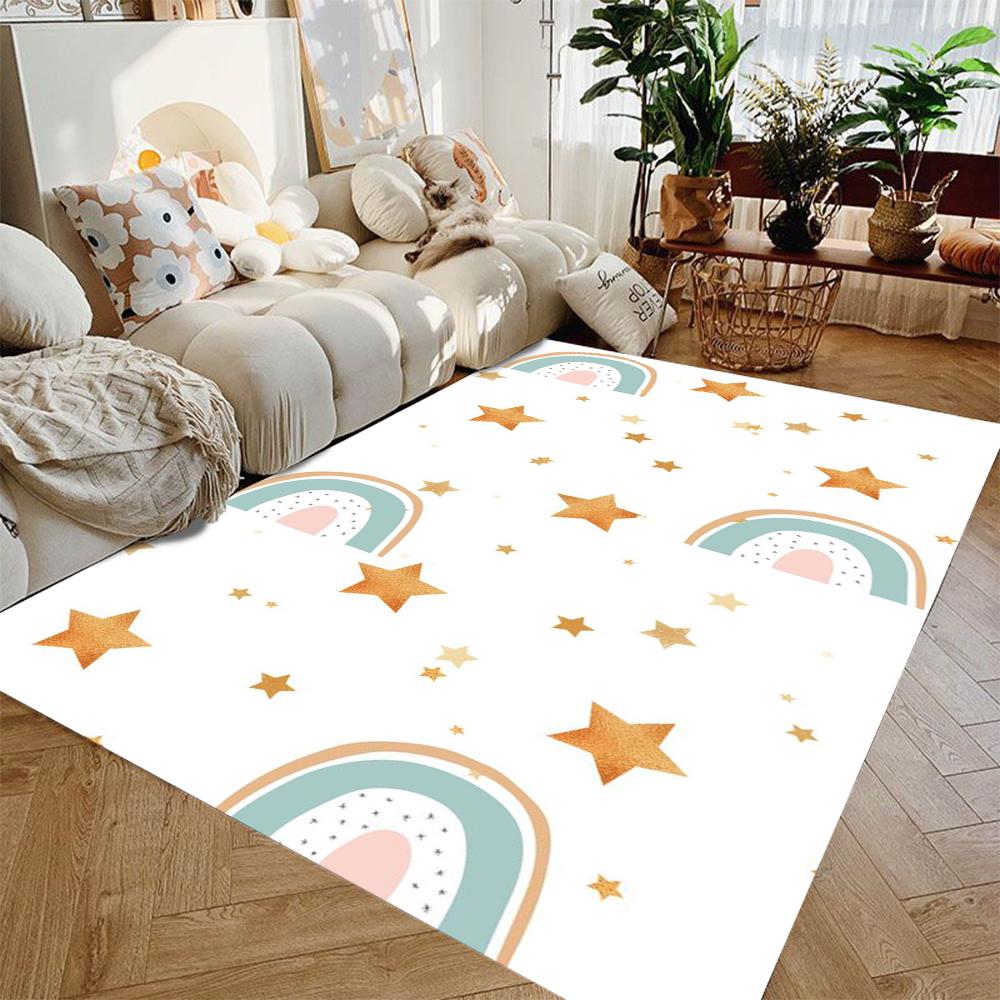 Timeless Cartoon Rainbow Carpet for Living Room Decor Sofa Rug Bedroom Bedside Rug Kitchen Dining Table Mat Nursery Floor Mat